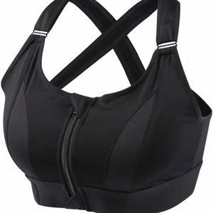 Sports Bra for Women Front Zip Closure Cross Back